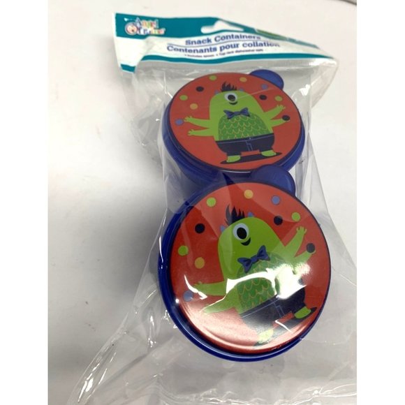 New Angel of Mine Blue 2 pack 1 spoon Monster Alien Hard plastic Snack Container - Picture 1 of 3
